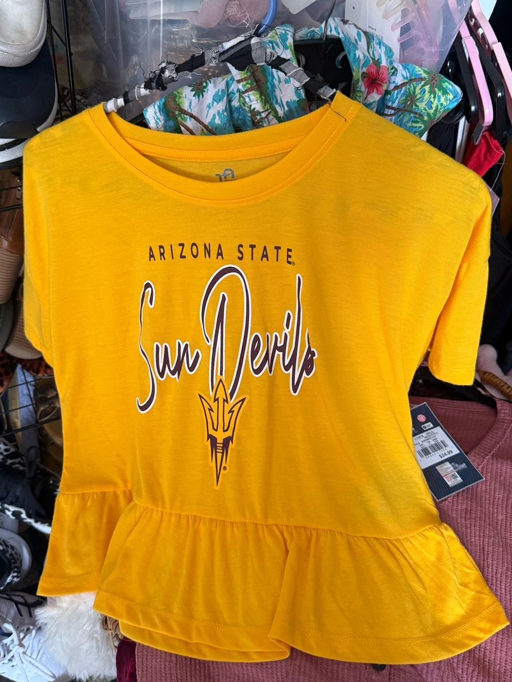 Arizona State Sun Devils Yellow Peplum Tee
